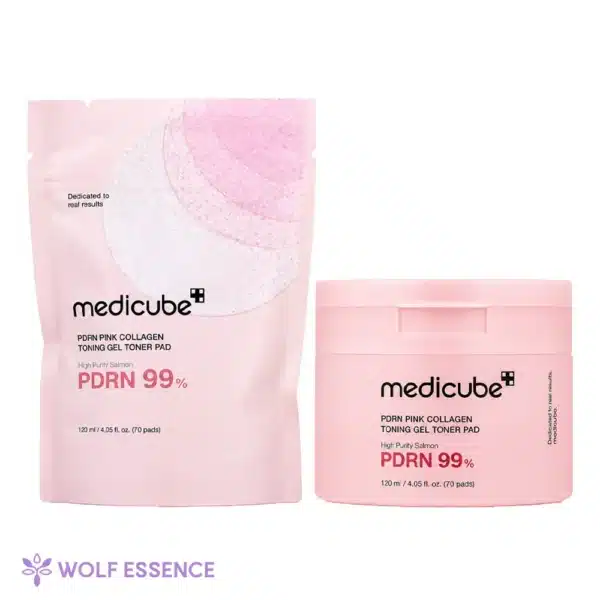 Medicube PDRN Pink Collagen Tonning Gel Toner Pad na Wolf Essence